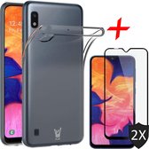 Samsung A10 Hoesje en 2x Samsung A10 Screenprotector - Samsung Galaxy A10 Hoesje Transparant + Screen Protector Full - Hoesje Samsung A10 - Screenprotector Samsung A10