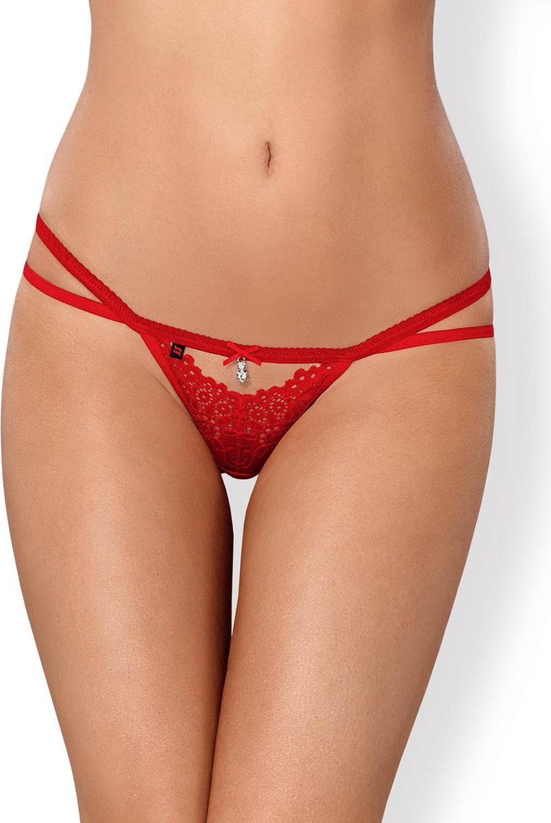 Obsessive Sexy String met steentje – Erotisch Onderbroek – Maat S/M – Rood