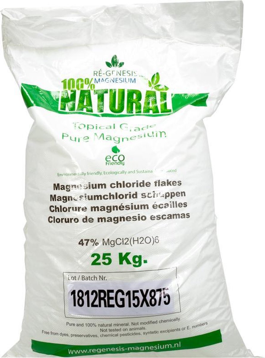 Ré-genesis Magnesium Badkristallen Vlokken – Magnesium Badzout – Voetbadzout - 25 kg