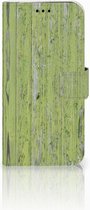 Geschikt voor Samsung Galaxy J5 2017 Wallet Book Case Hoesje Design Green Wood
