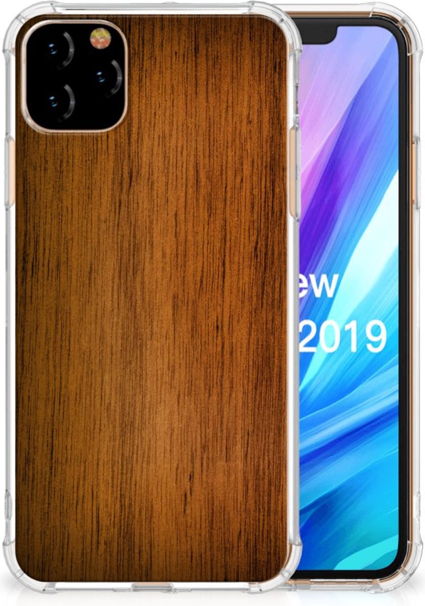 Apple iPhone 11 Pro Max Stevig Telefoonhoesje Donker Hout