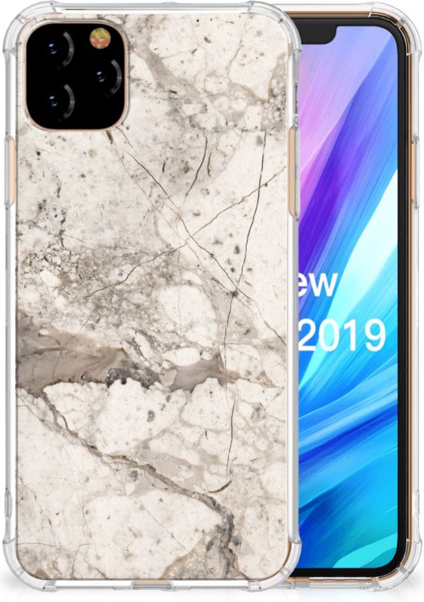 Apple iPhone 11 Pro Max Anti-Shock Hoesje Marmer Beige