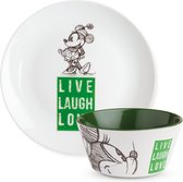 Live Laugh Love - Set - dessertbord en kom - groen