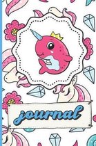 Narwhal Unicorns Diamonds Hearts And Flowers Journal