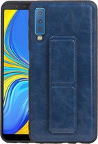 Grip Stand Hardcase Backcover - Telefoonhoesje - Achterkant Hoesje - Geschikt voor Samsung Galaxy A7 (2018) - Blauw