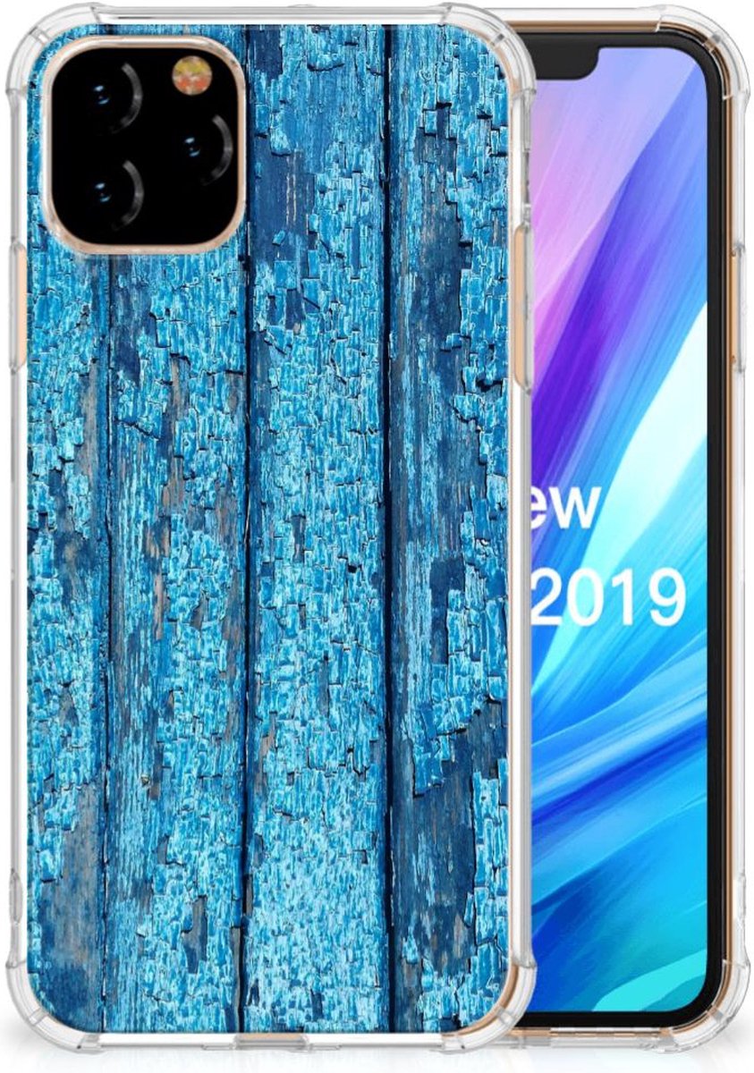 Apple iPhone 11 Pro Stevig Telefoonhoesje Wood Blue