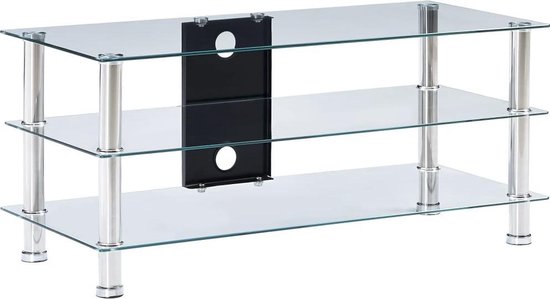 vidaXL Tv-meubel 90x40x40 cm gehard glas transparant VDXL_280095