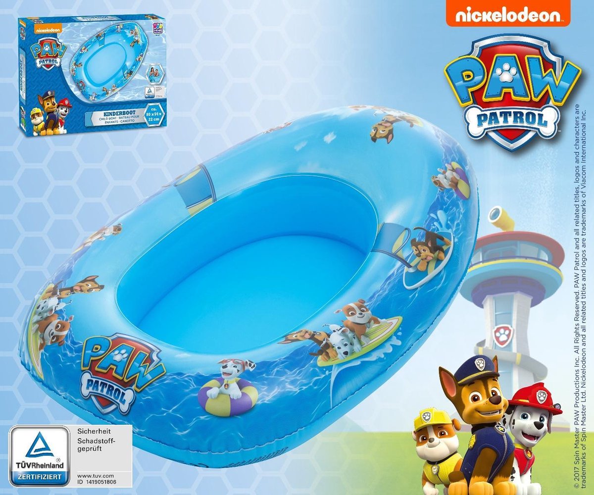 Paw Patrol Bateau Gonflable Ponton 100 Cm – Piscine, Lac Ou Plage, Dès 3 Ans, Design Pat’Patrouille