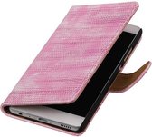 Hagedis Bookstyle Wallet Case Hoesje Geschikt voor Huawei P9 Roze