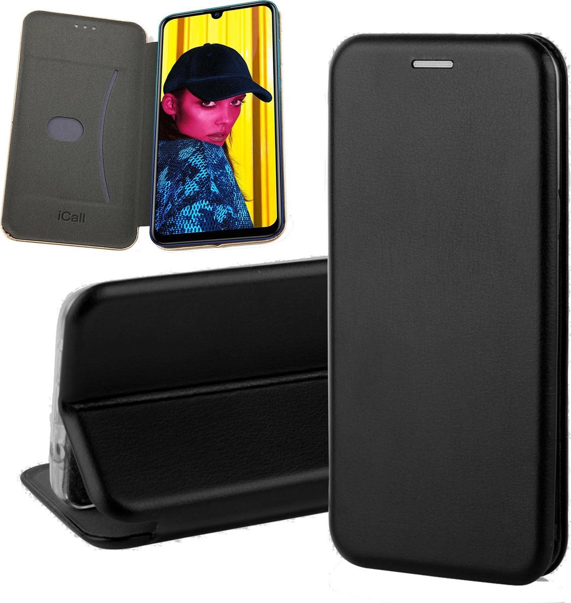 Hoesje geschikt voor Huawei P Smart (2019) - Book Case Portemonnee TPU Wallet met Pasjeshouder van iCall - Zwart