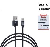USB kabel Type-C 1M Kabel UNIQ Accessoir Fast Charging/Data Transfer - Zwart  Voor Galaxy S8 S9 Plus note 8 9  A7 2018