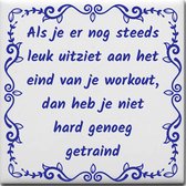 Wijsheden tegeltje met spreuk over Sport: Als je er nog steeds leuk uitziet aan het eind van je workout dan heb je niet hard genoeg getraind