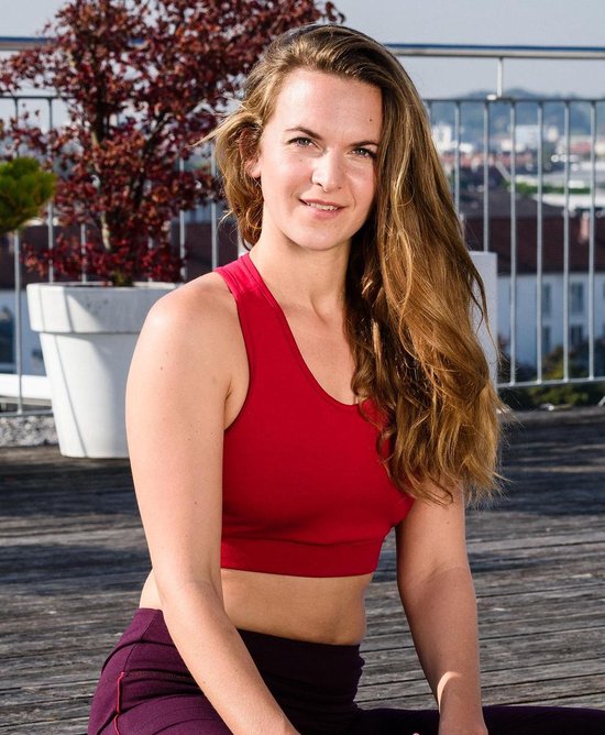 red yoga top