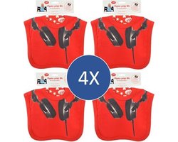 4-PACK J.I.P. slabbetjes met coole DJ / koptelefoon print. Handig: alvast 4x cadeautje in huis.