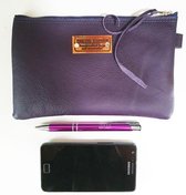 Toetie & Zo pochette en cuir fait main violet, sac de téléphone, Toetie & Zo de médecine, cuir
