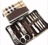 Luxe 7-delige Draagbare Manicureset & Pedicureset Set Voor (French) Manicure & Pedicure - Incl. Lederen etui - Reisset Nagel Verzorging Met Tweezer