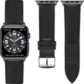 Italiaans leder Top kwaliteit Apple watch horlogebandje Zwart (38mm) zwarte adapter