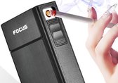 Sigaretten houder box met elektronische oplaadbare USB aansteker, geen vlam, winddicht, antraciet, voor 20 sigaretten