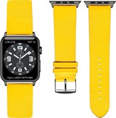 Gele Lederen Apple horlogeband (42mm) zwarte adapter