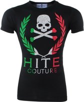 Hite Couture - Heren T-Shirt - Ronde Hals - Skull - Strass Stenen - Slim Fit - Matever - Zwart