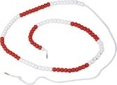 Kralensnoer individueel tot 100 kralen rood/wit 10mm en lang 150cm
