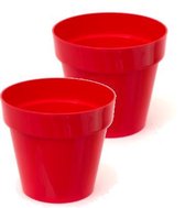 Bloempot Rond Cube Shine 25cm KORAALROOD Prosperplast / 2 STUKS ! /