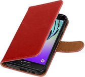 Zakelijke Book Case Telefoonhoesje Geschikt voor de Samsung Galaxy A3 2017 A320F - Portemonnee Hoesje - Pasjeshouder Wallet Case - Rood