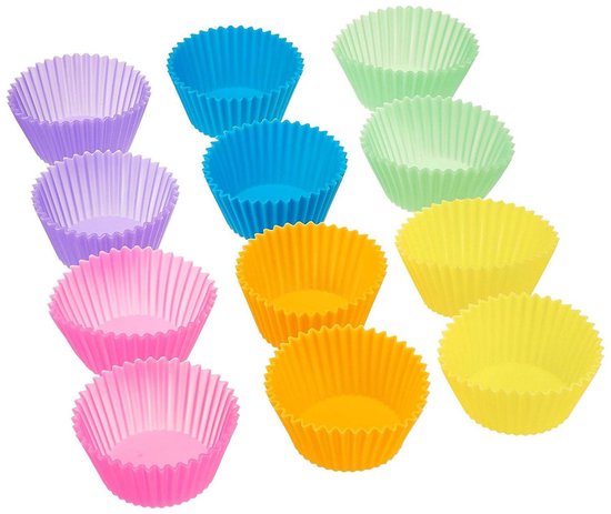 Siliconen Cupcake Vormpjes - 12 stuks - Muffin Vormpjes -  Multicolor - Merkloos