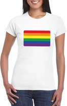 T-shirt met Regenboog vlag wit dames L