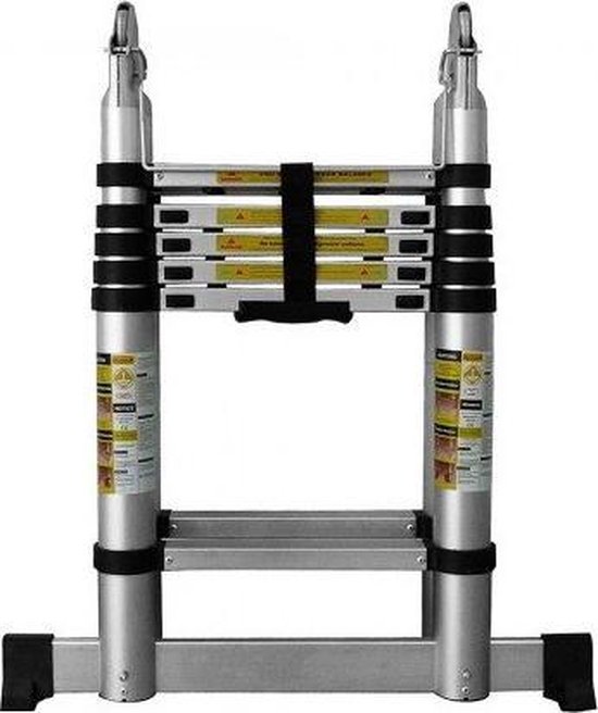 Vouwladder 3.8 Meter JADDUO Telescopische Vouwladder – 3,8 M Max Hoogte, Aluminium, Antislip, 150 Kg Draagvermogen, Eénknops Bediening Intrekbare Ladder Bouwmarkt