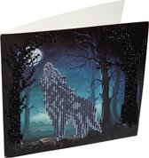 Diamond Painting Crystal Card Kit ® Howling Wolf, 18x18 cm, Partial Painting
