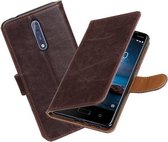 BestCases.nl Nokia 8 Pull-Up booktype hoesje mocca
