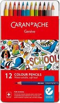 Caran d'Ache School Line Kleurpotloden Wateroplosbaar 12st, metalen doos