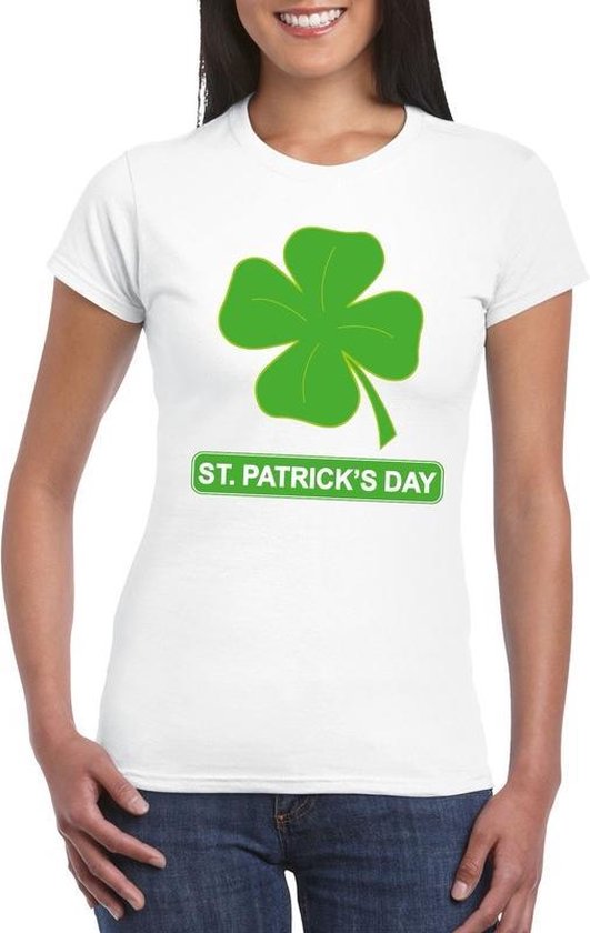 kalligrafie Martelaar reparatie St. Patricksday klavertje t-shirt wit dames - St Patrick's day kleding S |  bol.com