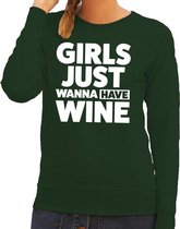 Girls just wanna have Wine tekst sweater groen dames - dames trui Girls just wanna have Wine XXL