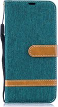 Denim Book Case - Geschikt voor Samsung Galaxy A50 / A30s Hoesje - Groen