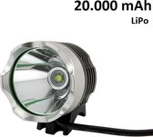 1200 lumen MTB/race LED koplamp CREE T6 USB aansluiting - EXTREEM veel licht -100 meter- met 20.000mAh LiPo Powerbank