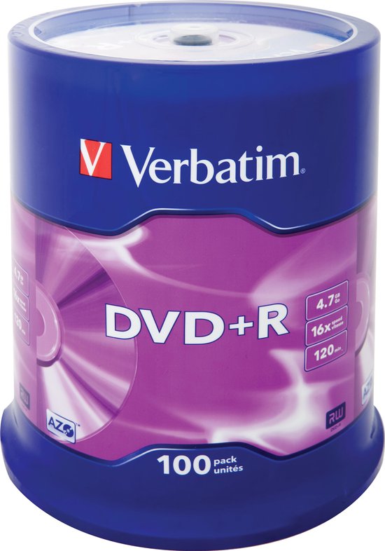 Verbatim 43551 DVD+R Matt Silver Schijven - 100 Stuks / Spindel | bol.com