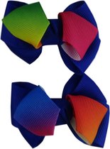 Jessidress Haarclips met regenboog kleuren strik - Blauw