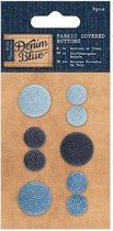 Fabric Covered Buttons (9pcs) - Denim Blue