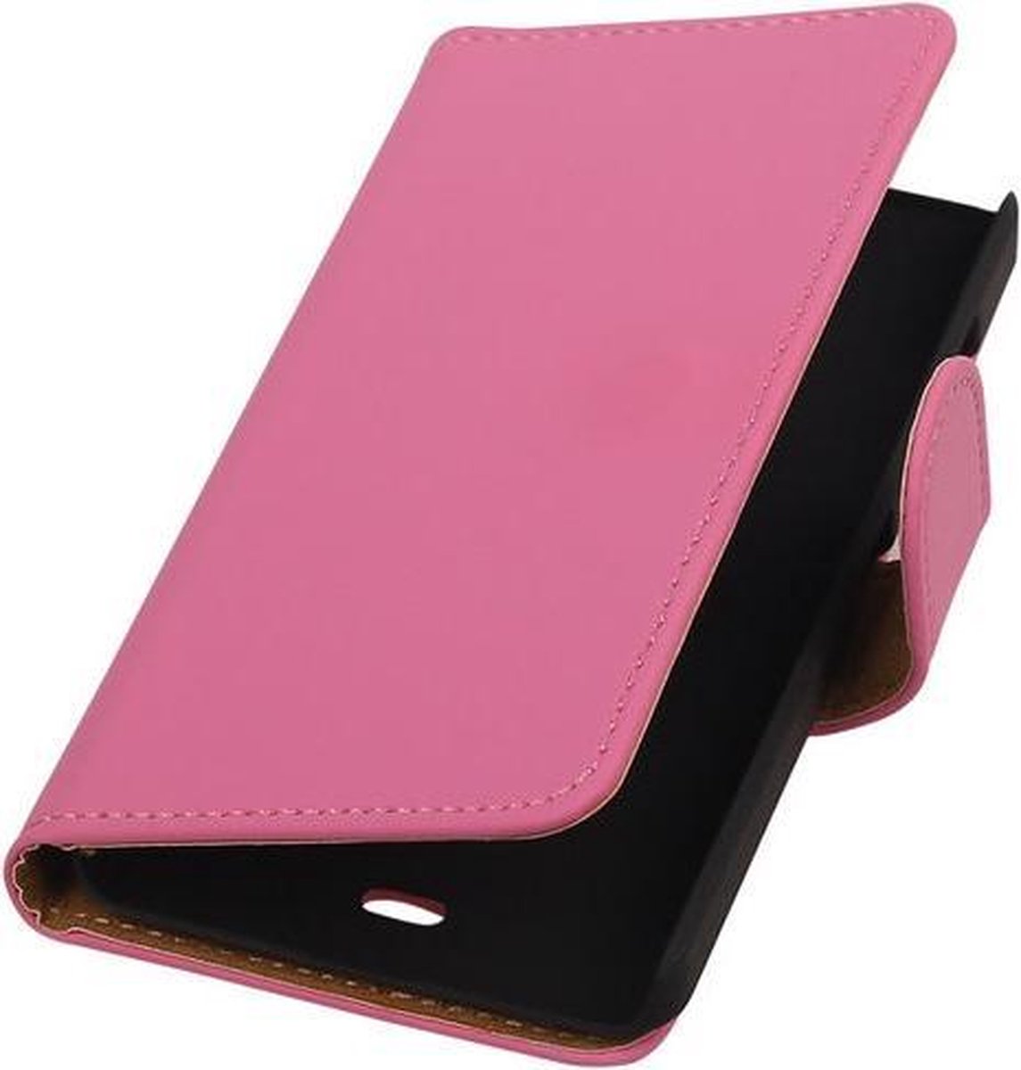 Microsoft Lumia 430 Effen Booktype Wallet Hoesje Roze - Cover Case Hoes