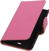 Microsoft Lumia 430 Effen Booktype Wallet Hoesje Roze - Cover Case Hoes