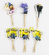 24 Cupcake Toppers | Minions | Taartversiering | Cocktailprikkers