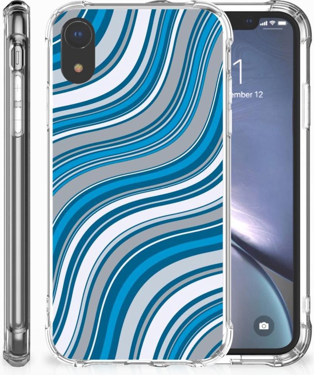 Apple iPhone Xr Doorzichtige Silicone Hoesje Waves Blue