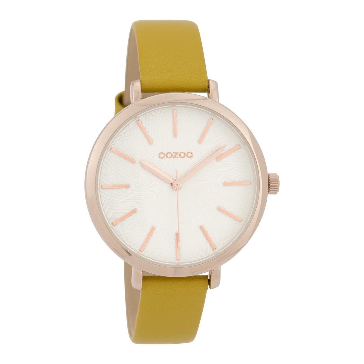 Rosé goudkleurige OOZOO horloge met mosterd gele leren band - C9697