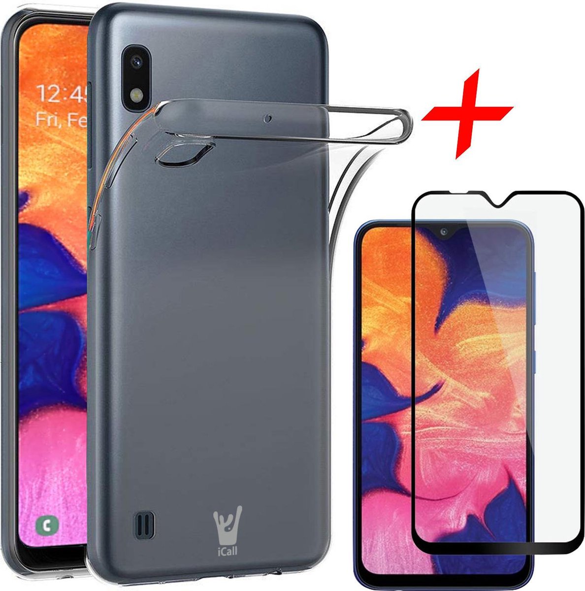 Hoesje geschikt voor Samsung Galaxy A10 - Transparant + Screen Protector Full