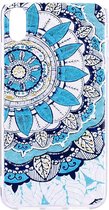 Shop4 - Geschikt voor iPhone Xr Hoesje - Zachte Back Case 3D Diamant Mandala Blauw