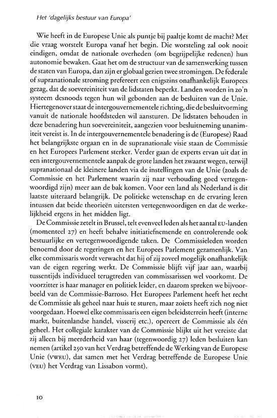 Tekstpagina over het bestuur van Europa, de Europese Commissie en het Europees Parlement.