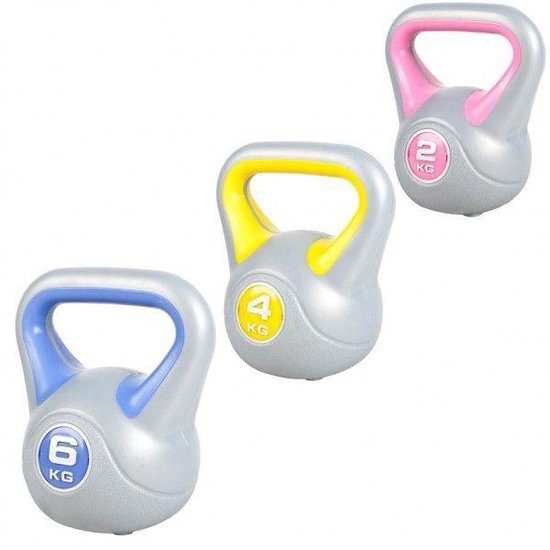 Sportbay Kettlebell - Voordeel Set - 2, 4 en 6 kg - Grijs