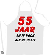 55 jaar en ik kook als de beste - Luxe Schort Keukenschort met leeftijd - Wit